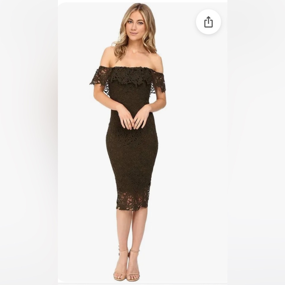 Stylestalker Army Green Floral Lace Mini Dress